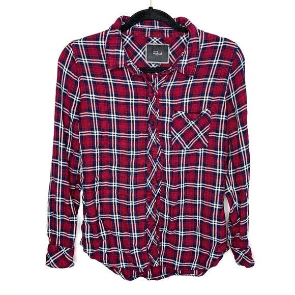 Rails burgundy plaid flannel long sleeve button down shirt women’s size Medium - Picture 1 of 5